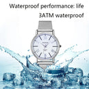 YAZOLE 313 Roman Numeral Dial Ladies Business Quartz Watch(White Tray Silver Net Belt)