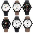 YAZOLE Personality Arabic Numeral Dial Student Watch Quartz Children Watch(329 White Tray Black Belt)
