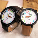 YAZOLE Personality Arabic Numeral Dial Student Watch Quartz Children Watch(347 White Tray Black Belt)