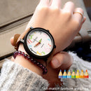 YAZOLE Personality Arabic Numeral Dial Student Watch Quartz Children Watch(329 White Tray Black Belt)