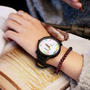 YAZOLE Personality Arabic Numeral Dial Student Watch Quartz Children Watch(329 White Tray Black Belt)