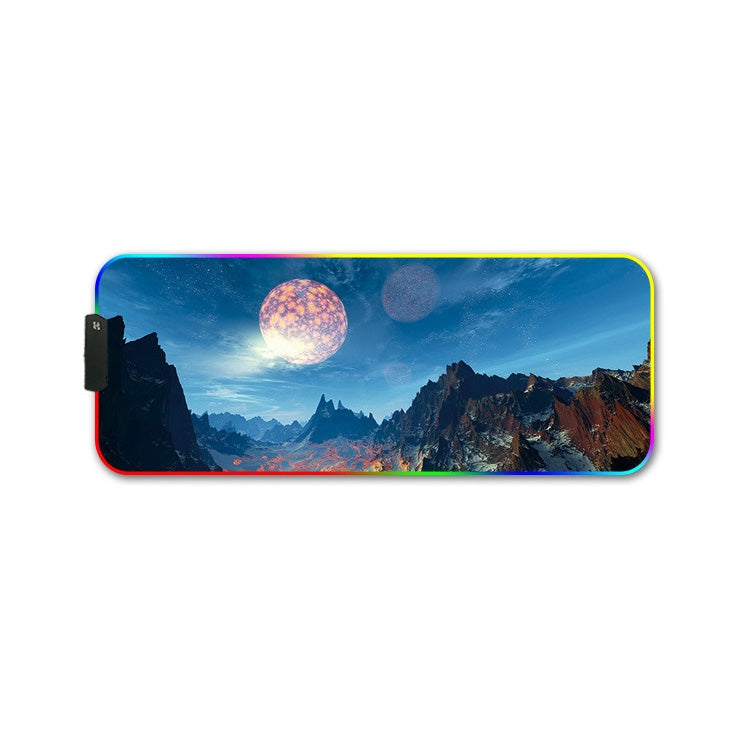400x900x4mm F-01 Rubber Thermal Transfer RGB Luminous Non-Slip Mouse Pad(Snow Peak)
