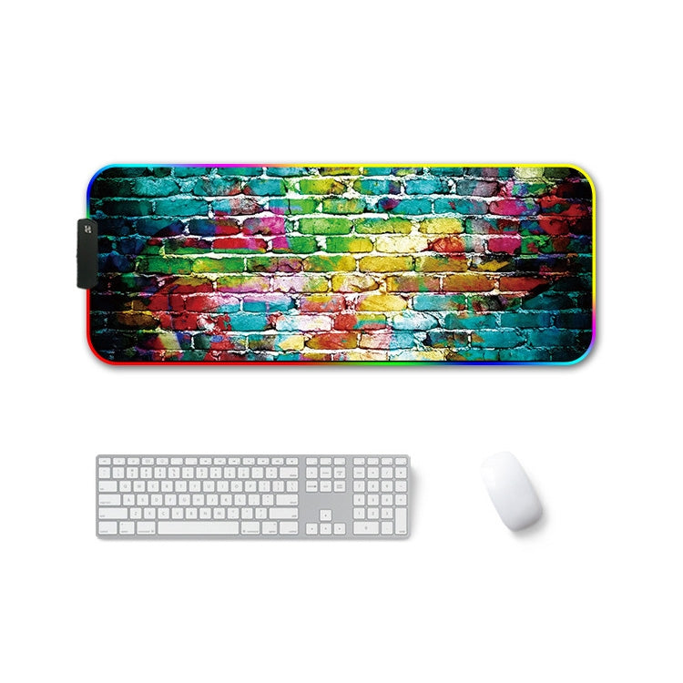 400x900x4mm F-01 Rubber Thermal Transfer RGB Luminous Non-Slip Mouse Pad(Colorful Brick)