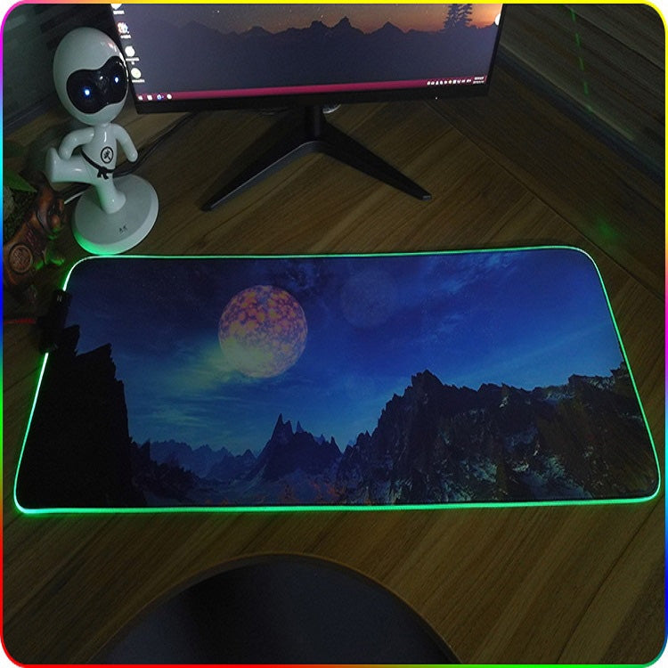 400x900x4mm F-01 Rubber Thermal Transfer RGB Luminous Non-Slip Mouse Pad(Colorful Lion)