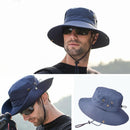 Outdoor Sun Hat Hiking Big Brim Breathable Sunscreen Fisherman Hat(Navy)