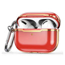 DDEHY668 Electroplated Transparent Silicone + PC Protective Cover For AirPods Pro(Transparent Red + Gold)