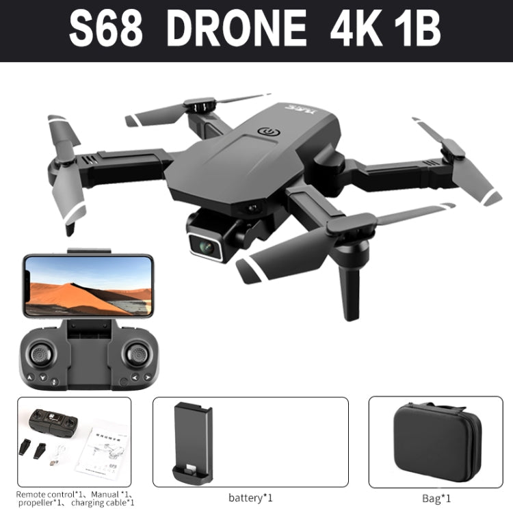S68 4K Mini Folding Remote Control Drone Air Pressure Fixed Altitude Quadcopter For Aerial Photography, Model: 1 Battery With 1 4K Camera