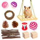 11 PCS / Set Hamster Toy Pet Rabbit Guinea Pig Parrot Play Grinding Wood Toys
