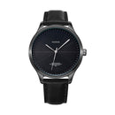 YAZOLE 503 Simple Line Pattern Dial Men Quartz Watch(Black Shell Black Tray Black Belt)
