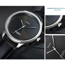 YAZOLE 503 Simple Line Pattern Dial Men Quartz Watch(Black Shell Black Tray Black Belt)