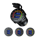 Car Motorcycle Ship Modified With Colorful Screen Display USB Dual QC3.0 Fast Charge Car Charger, Model: P20-B With Terminal