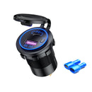 Car Motorcycle Ship Modified USB Charger Waterproof PD + QC3.0 Fast Charge, Model: Blue Light With Terminal