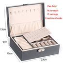 Simple Double-Layered Wooden Leather Jewelry Box With Lock Earrings Jewelry Box(White)