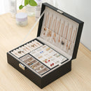 Simple Double-Layered Wooden Leather Jewelry Box With Lock Earrings Jewelry Box(White)