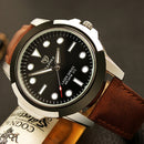 YAZOLE 372 Men Sports Watch Luminous Simple Quartz Watch(Black Tray Brown Belt)