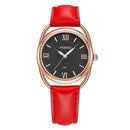 YAZOLE Ladies Luminous Quartz Watch(537 Gold Shell Black Tray Red Belt)