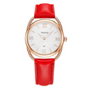 YAZOLE Ladies Luminous Quartz Watch(537 Gold Shell White Tray Red Belt)