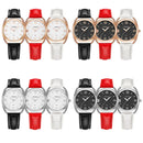 YAZOLE Ladies Luminous Quartz Watch(537 Gold Shell White Tray Red Belt)