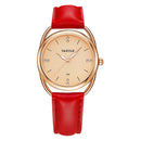YAZOLE Ladies Luminous Quartz Watch(535 Gold Shell Gold Tray Red Belt)