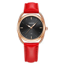 YAZOLE Ladies Luminous Quartz Watch(538 Gold Shell Black Tray Red Belt)
