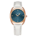 YAZOLE Ladies Luminous Quartz Watch(538 Gold Shell Blue Tray White Belt)