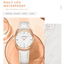 YAZOLE Ladies Luminous Quartz Watch(538 Gold Shell Blue Tray Red Belt)