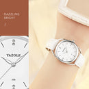 YAZOLE Ladies Luminous Quartz Watch(535 Gold Shell Gold Tray Black Belt)