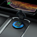 Car Motorcycle Modified USB Charger QC3.0 Metal Waterproof Fast Charge(Blue Shell Blue Light))