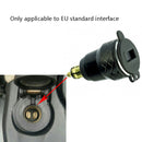 Car Motorcycle USB Charger Metal With Voltage Display Car Charger EU Plug(Black Green Display)