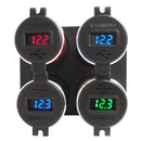 Car Motorcycle USB Charger Metal With Voltage Display Car Charger EU Plug(Blue Green Display)