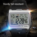 SYNOKE 9021 Square Sarge Screen Display Luminous Multifunctional Outdoor Men Sports Watch Digital Watch(Silver)