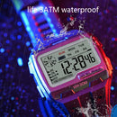 SYNOKE 9021 Square Sarge Screen Display Luminous Multifunctional Outdoor Men Sports Watch Digital Watch(Silver)