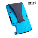 Carbon Fiber Wallet Metal RFID Bank Card Holder(Blue)