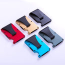 Carbon Fiber Wallet Metal RFID Bank Card Holder(Blue)