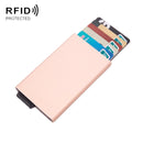 2 PCS Aluminum Alloy Credit Card Wallet RFID Anti-Theft Multi-Function Automatic Eject Card Box(Golden)