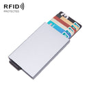 2 PCS Aluminum Alloy Credit Card Wallet RFID Anti-Theft Multi-Function Automatic Eject Card Box(Gray)