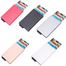 2 PCS Aluminum Alloy Credit Card Wallet RFID Anti-Theft Multi-Function Automatic Eject Card Box(Golden)