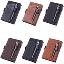 Men PU Leather Short Zipper RFID Wallet(Woven Black)