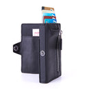 Men PU Leather Short Zipper RFID Wallet(Mad Horse Black)