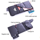 Anti-Theft Aluminum Alloy Coin Purse RFID Anti-Degaussing Automatic Pop-Up PU Bank Card Bag(Carbon Fiber Black)