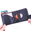 Anti-Theft Aluminum Alloy Coin Purse RFID Anti-Degaussing Automatic Pop-Up PU Bank Card Bag(Carbon Fiber Black)