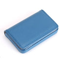 2 PCS PU Leather Metal Business Card Holder Magnetic Lychee Stainless Steel Business Card Case(Blue)
