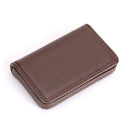 2 PCS PU Leather Metal Business Card Holder Magnetic Lychee Stainless Steel Business Card Case(Brown)