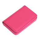 2 PCS PU Leather Metal Business Card Holder Magnetic Lychee Stainless Steel Business Card Case(Rose Red)