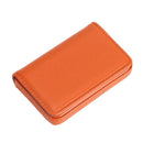 2 PCS PU Leather Metal Business Card Holder Magnetic Lychee Stainless Steel Business Card Case(Orange)