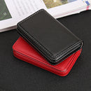 2 PCS PU Leather Metal Business Card Holder Magnetic Lychee Stainless Steel Business Card Case(Blue)