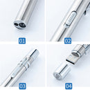 Flashlight Pupil Pen Light Yellow White Dual Light Source Dental Light LED Stainless Steel Morning Inspection Light(Silver )