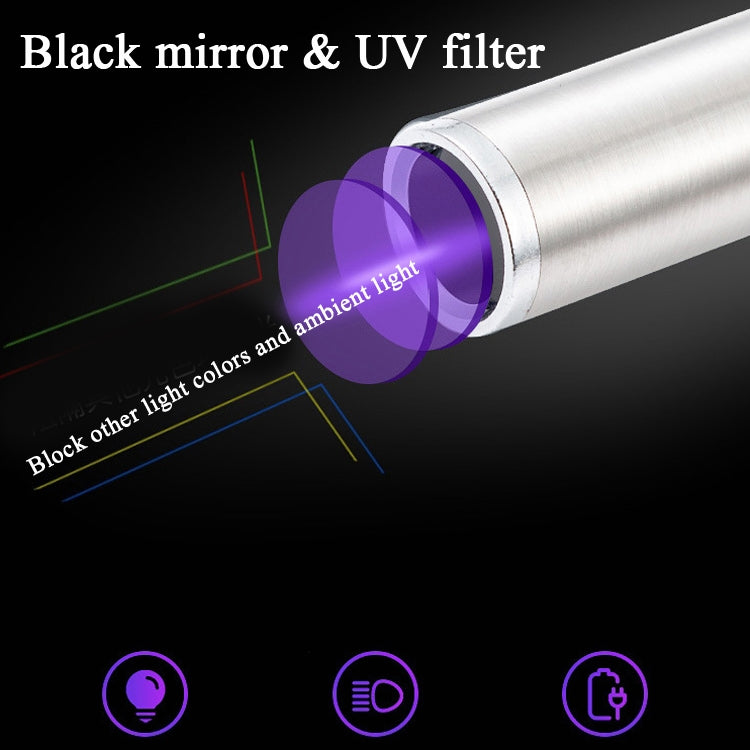 Woods Lamp Cat Moss Detection Lamp Cat Urine Blackhead 365UV Black Mirror Ultraviolet Fluorescent Agent Money Detector Lamp(Silver)