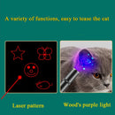 USB Rechargeable Laser Pattern Funny Cat Flashlight With Woods Purple Light Detection Lamp(Black)