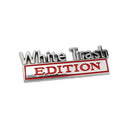 2 PCS Car Metal Modification Standard White Trash Edition Car Label Stickers(Silver Red)
